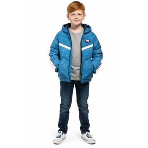 Nike Boys Blue Puffer Jacket Hooded Synthetic Fill Game Royal Size 3T